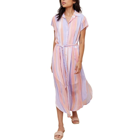 Bella Dahl womens Cap sleeve Rounded Hem Maxi Shirt Dress, XS