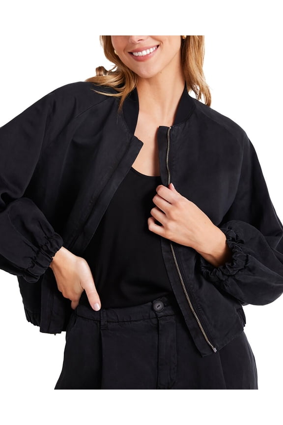 womens  Chloe Clean Linen-Blend Bomber Jacket, m