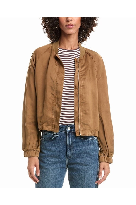 womens  Chloe Clean Linen-Blend Bomber Jacket, xs