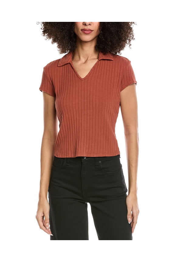 womens Collared Crop Top, m