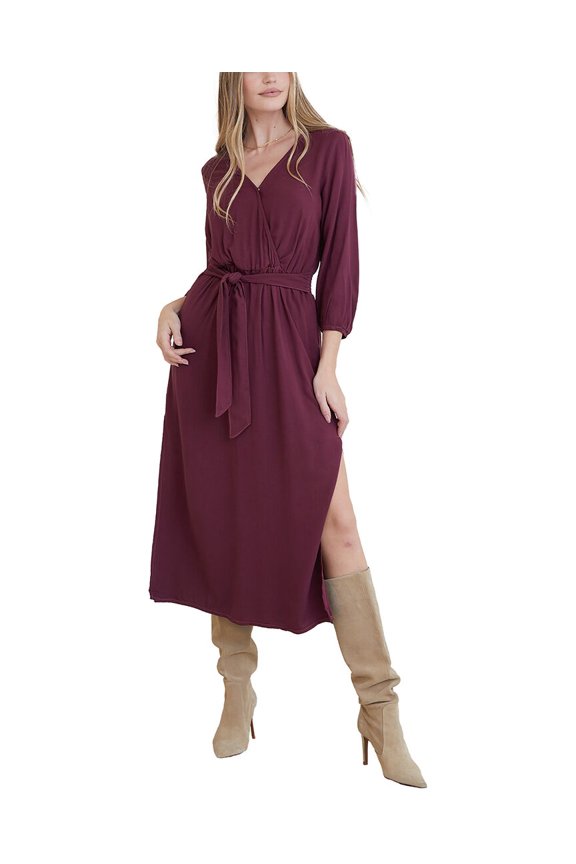 womens  Cross Front Belted Maxi Dress, s