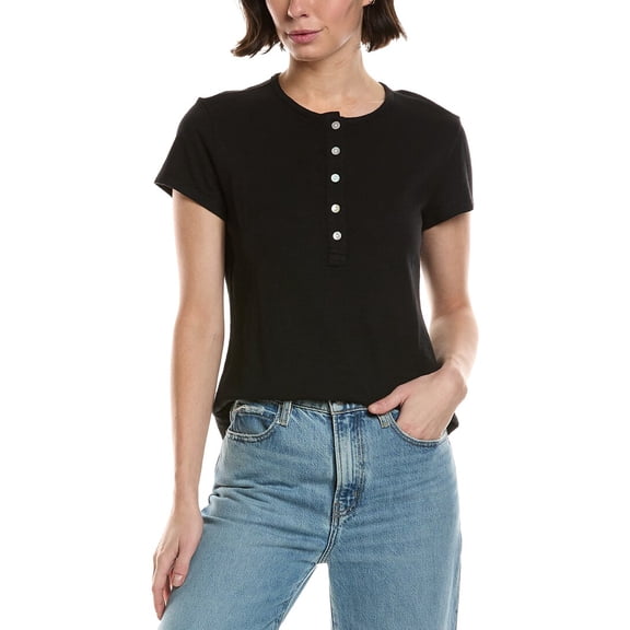 Bella Dahl womens  Henley Shirt, xs, Black