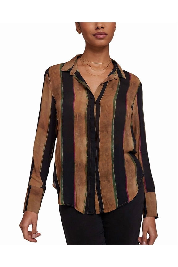 womens Hidden Placket Button Down Blouse, xs