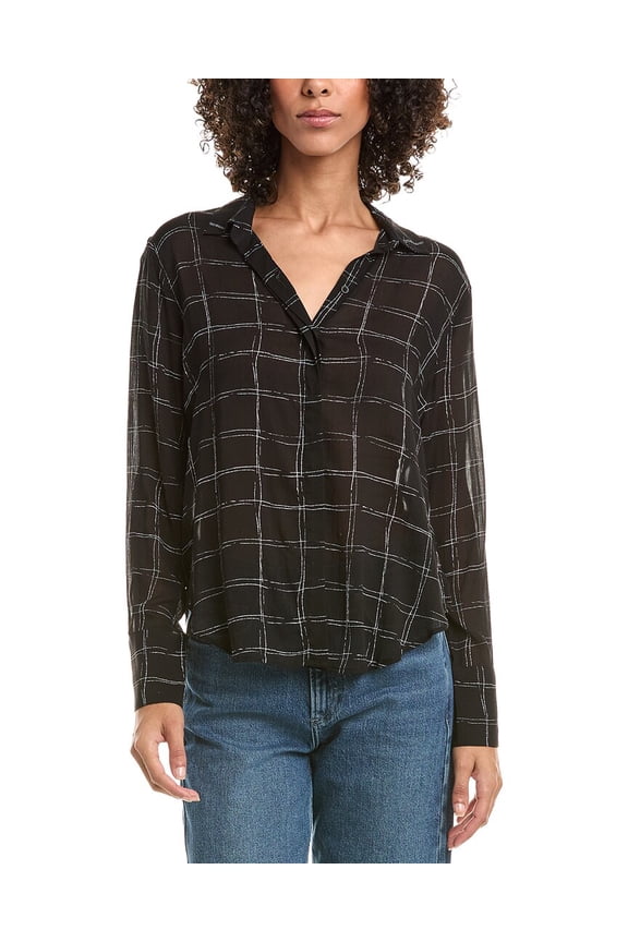 womens  Hidden Placket Button Down Shirt, xs