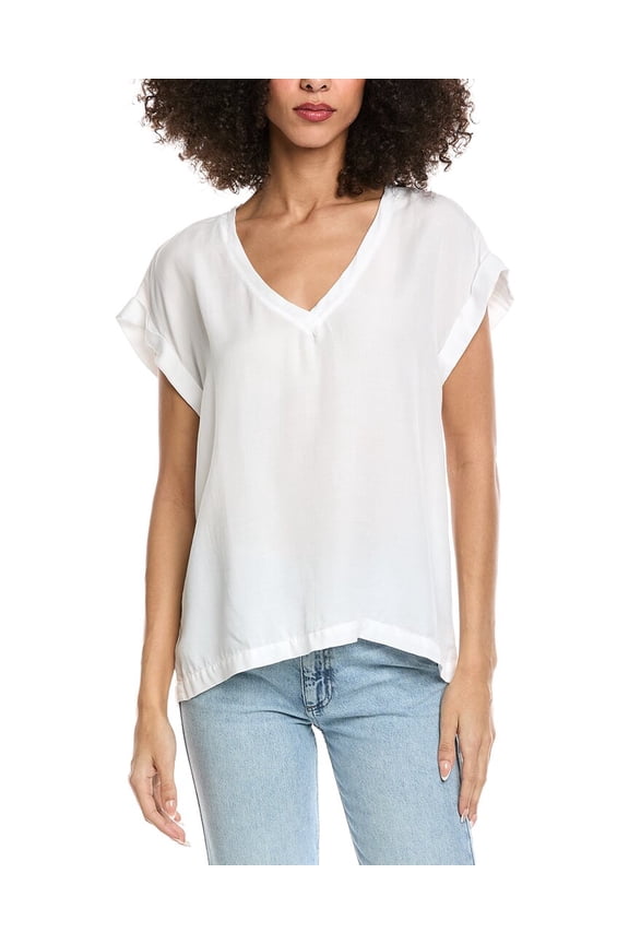 womens Roll Sleeve V-Neck T-Shirt, s
