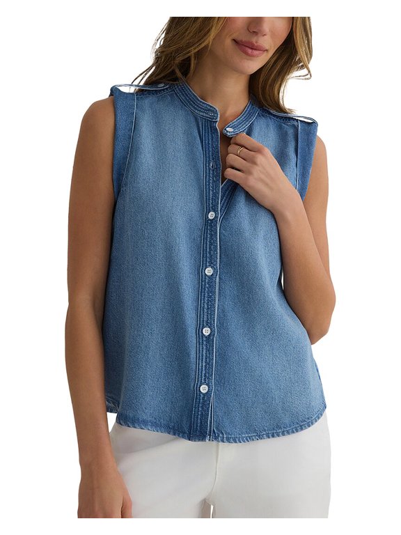 womens Roll Sleeve With Tabs Button Up Top, xs
