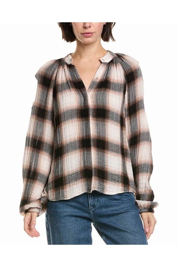 womens Shirred Raglan Shirt, xs, Beige