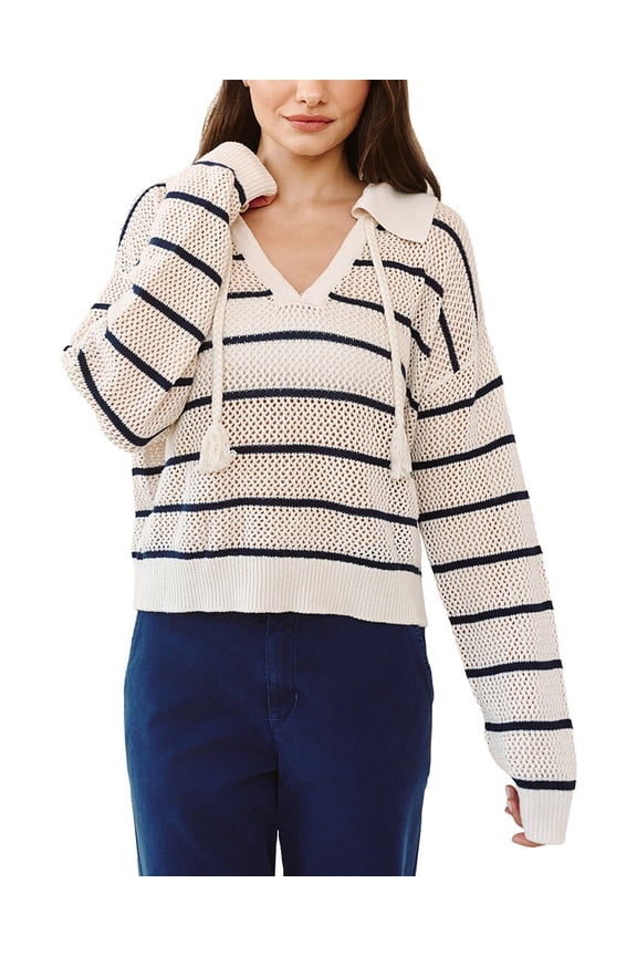 womens Tassel Tie Open Knit Sweater, s