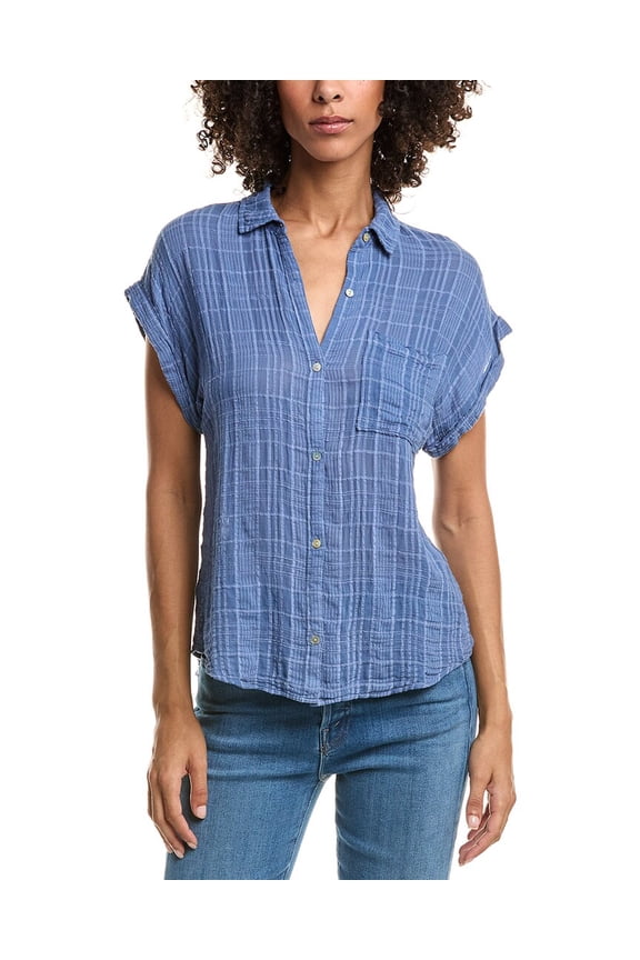 womens Textured Gauze Top, xs, Blue