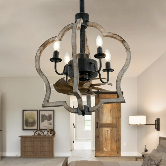 Bella Depot 15 Inches Farmhouse Ceiling Fan with Light and Remote Control, 3-speed Reversible Fan