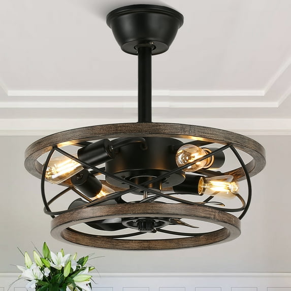 Bella Depot 18 Inches Farmhouse Ceiling Fan with Light Kit and Remote Control, 3-speed Reversible Fan