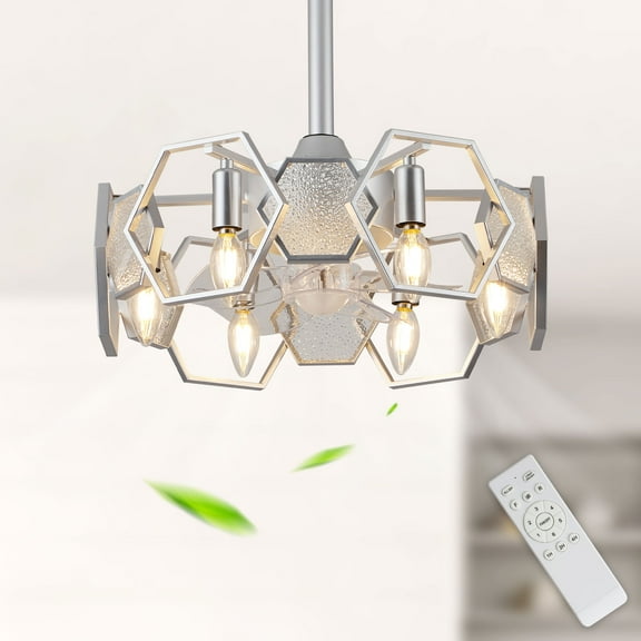 Bella Depot 19" Industrial Ceiling Fan with Remote and Light 6-speed Cage Ceiling Fan