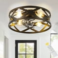 thumbnail image 1 of Bella Depot 20" Industrial Black Flush Mount Ceiling Fan with Light and Remote 6-Speed Reversible DC Motor, 1 of 14
