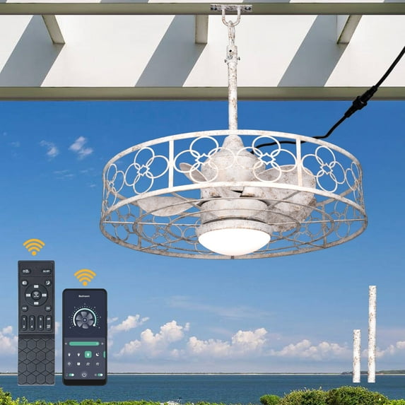 Bella Depot 20" Outdoor Plug Ceiling Fan 6-Speed Reversible with Dimmable Light and Remote Control