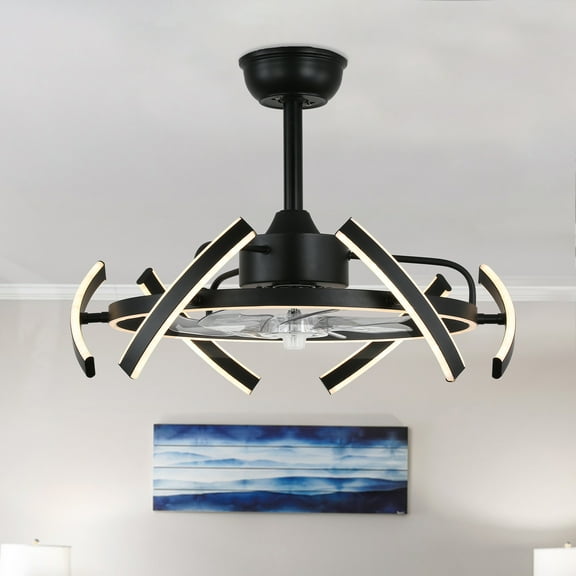 Bella Depot 25 Inches Modern DIY Ceiling Fan with Dimmable Light and Remote Control, 6-speed Reversible Fan