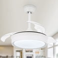 thumbnail image 1 of Bella Depot 36" Modern Retractable Ceiling Fan with Led Light, 6-Speed Reversible Ceiling Fan with Remote - 36 White Nickel Brushed Modern &, 1 of 5