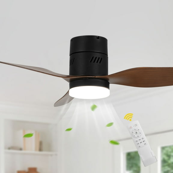 Bella Depot 46" Modern Black Ceiling Fan 6-Speed Reversible with Light and Remote Control