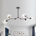 thumbnail image 1 of Bella Depot 5-Light Sputnik Modern Linear Chandelier with Clear Glass Shade and Black Adjustable Rods, 1 of 1