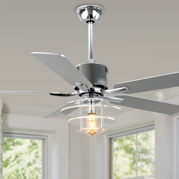 Bella Depot 52" Modern Silver Ceiling Fan 6-Speed Reversible with Light and Remote Control