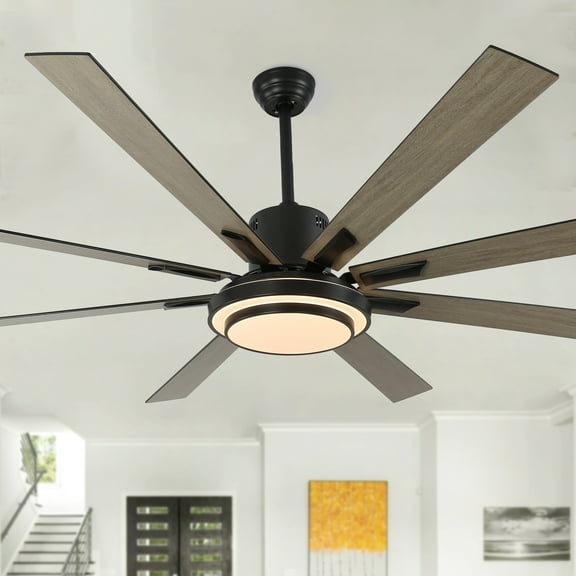 Bella Depot 72" Modern Black LED Ceiling Fan 6-Speed Reversible Chandelier With Dimmable Light and Remote Control