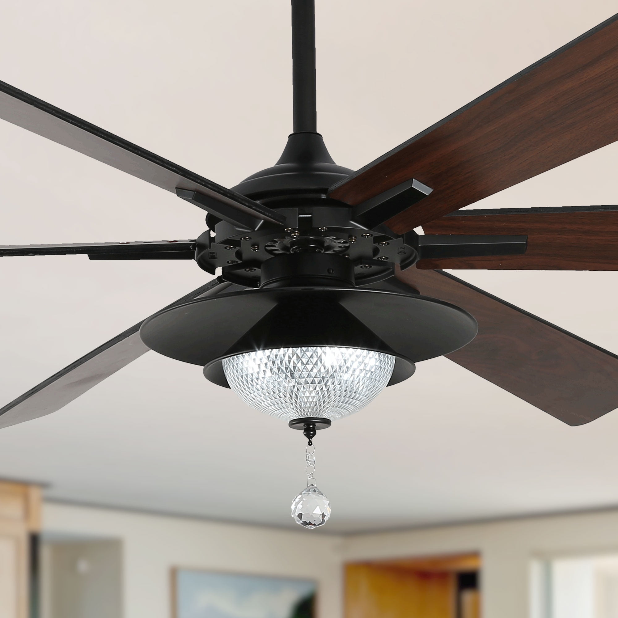 Bella Depot 72" Modern LED Ceiling Fan 6-Speed Reversible Chandelier With Dimmable Light and Remote Control