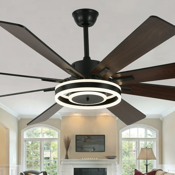Bella Depot 72" Modern LED Ceiling Fan 6-Speed Reversible Chandelier With Dimmable Light and Remote Control