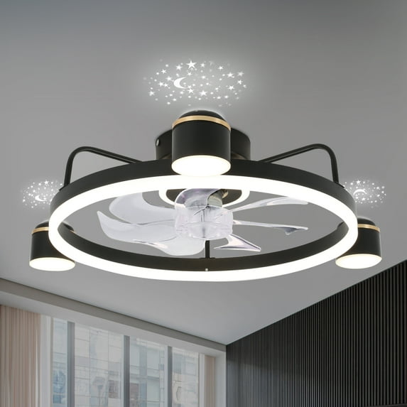 Bella Depot Flush Mount Ceiling Fan with LED Dimmable Light, Reversible Motor, 6-Speeds, Control with Smart App and Remote