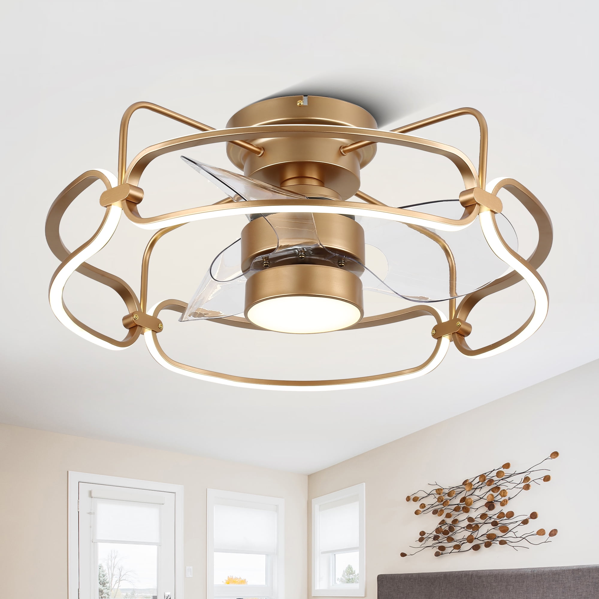 Bella Depot Modern Flush Mount Ceiling Fan with Dimmable Light and Remote  Control,6-Speed Reversible Ceiling Fan APP Control - Walmart.com, image size:2000x2000