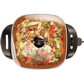 Bella Electric Skillet With Glass Lid, Copper 12x12 Inch Nonstick Frying Pan