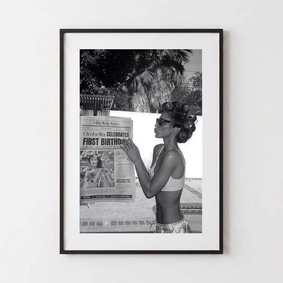 Bella Hadid Newspaper Print Fashion Editorial Wall Art Black and White Supermodel Poster Luxury Model Decor Magazine Gift