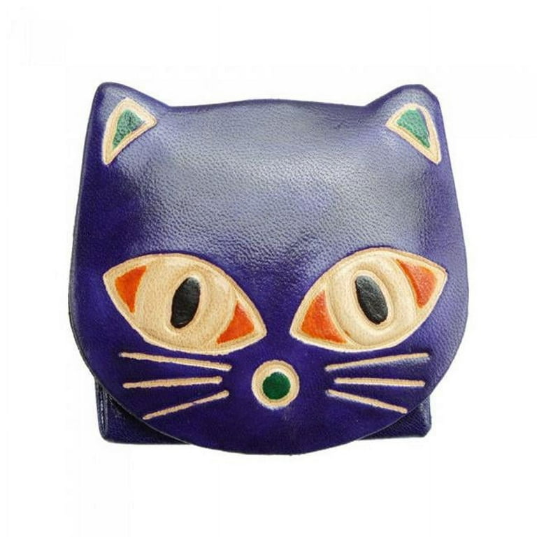 Leather cat coin purse shop