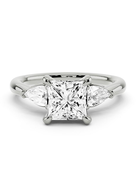 1.6 Ct Princess Cut Three-Stone Lab-Created Simulated Diamond Wedding Ring 14K White Gold Plated