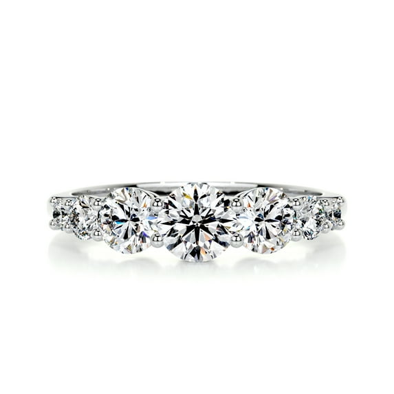 Bella Jewel 1.7 Ct VVS1/D Round Cut Lab-created Diamond Ring for Her - 14K White Gold Plated Ring - Engagement Wedding Diamond Ring for Women's - Solitaire with Accent Diamond Ring for Her