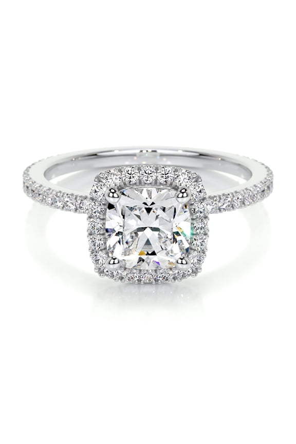 1.8 Ct Cushion Excellent Cut Diamond Ring for Her - 14K White Gold Plated Ring - Gift for Her - Halo Diamond Ring for Her - Eternity Band Diamond Ring - Bridal Set Diamond Ring