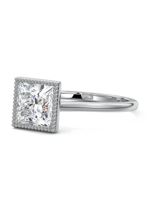 1.8 Ct Princess Cut Lab-Created Simulated Diamond Engagement Wedding Ring 14K White Gold Plated Ring for Women