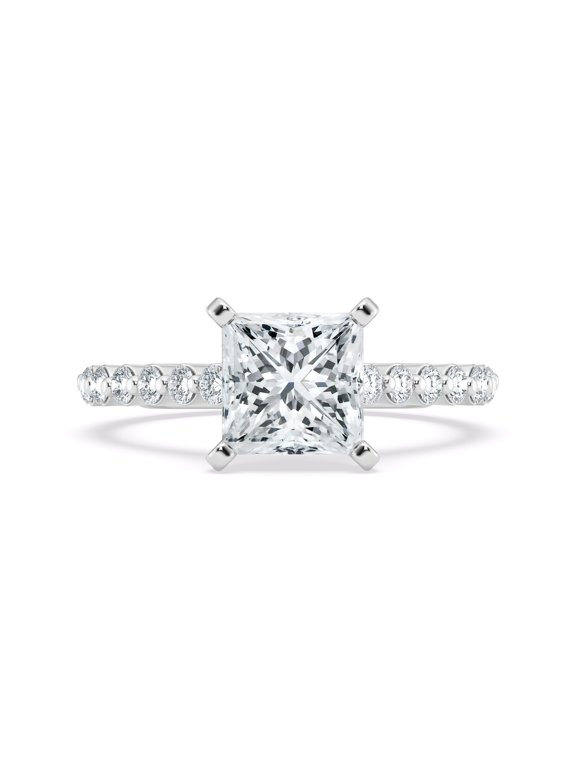1.81 Ct Princess Cut Lab-Created Simulated Diamond Bezel Set Engagement Ring 14K White Gold Plated for Her