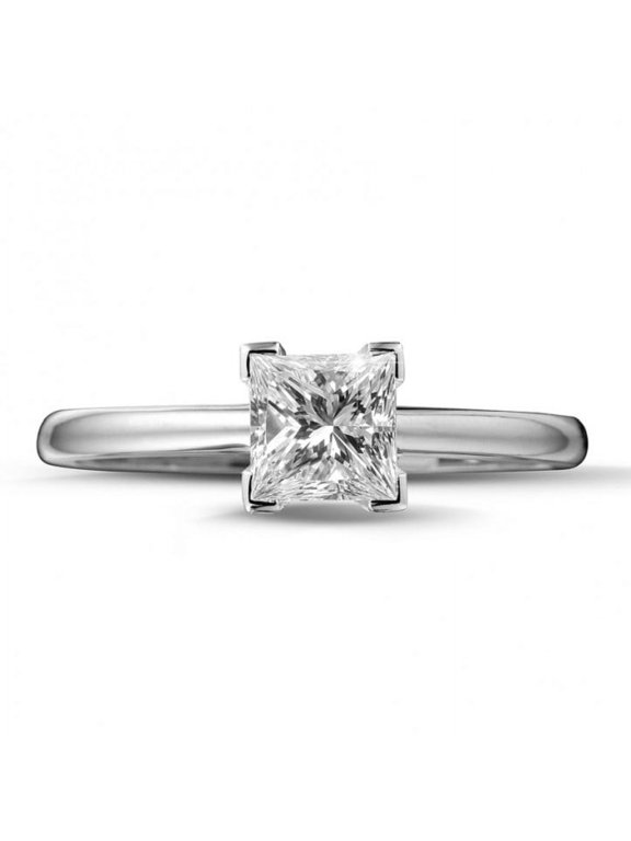 1.81 Ct Princess Cut Lab-Created Simulated Diamond Engagement Ring 14K White Gold Plated for Women