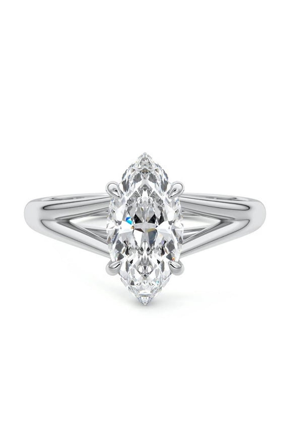 1.9 Ct Marquise Cut Lab Created Simulated Diamond Split Shank Wedding Ring - 14K White Gold Plated Engagement Ring - Wedding Anniversary Gifts for Wife - Bridal Diamond Ring for women