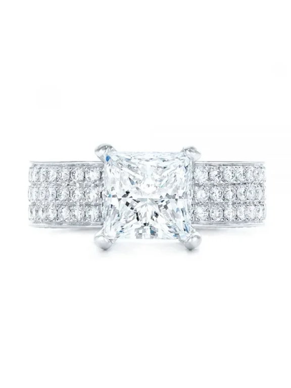 1.9 Ct Princess Cut Lab-Created Simulated Diamond Multi-Stone Promise Engagement Ring 14K White Gold Plated for Her