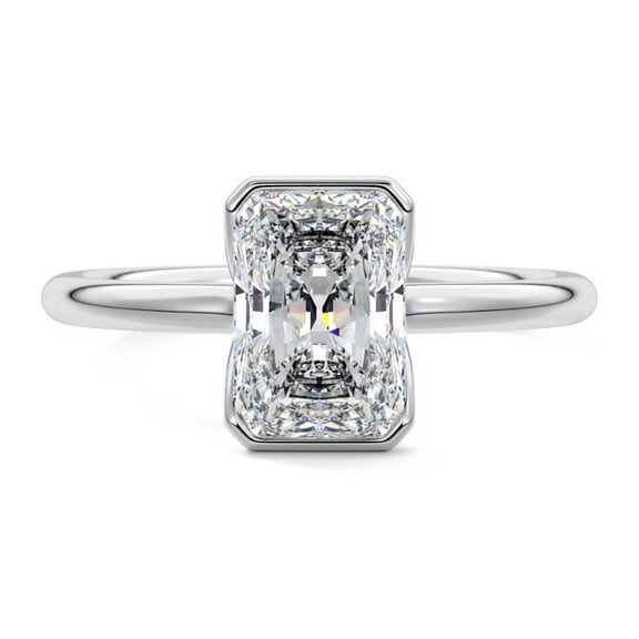 Bella Jewel 1.9 Ct Radiant Cut Diamond Rings - 14K White Gold Plated Ring - Bezel Set Engagement Wedding Rings for Women's - Anniversary Simple Rings for Women's - Causal Stacking Rings for Her