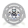 thumbnail image 1 of Bella Jewel 1.9 Ct Round Cut Lab Created Simulated Diamond - 14K White Gold Plated Ring - Wedding Ring - Solitaire with Accent Diamond Ring - Eternity Diamond Ring - Double Halo Diamond Ring, 1 of 4