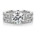 thumbnail image 1 of Bella Jewel 1.9 Ct Round Cut Two Eternity Band Engagement Wedding Diamond Ring - Prong Set Lab-Created Simulated Diamond - Stunning 14K White Gold Plated Ring - Perfect for Gift and Anniversaries, 1 of 3