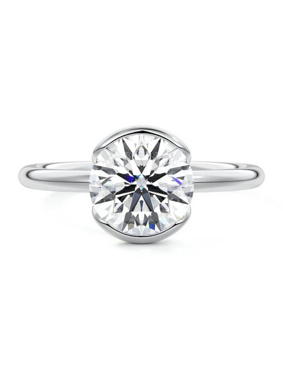 1.9 Ct VVS1/D Round Cut Lab-Created Simulated Diamond Solitaire Engagement Ring 14K White Gold Plated - Ring for Women