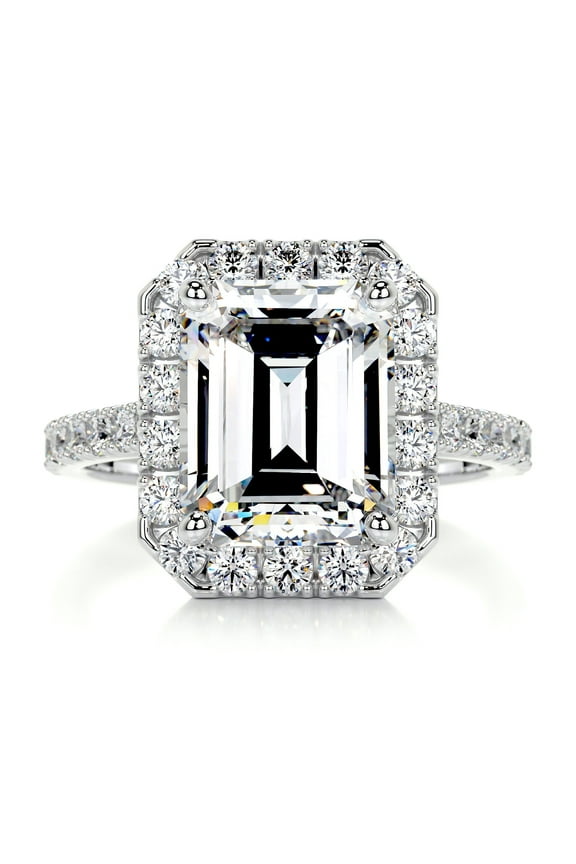 14K White Gold Plated Diamond Ring for Her - Emerald Cut Excellent 2.2 Ct Diamond Ring For Women's - Split Shank Diamond Ring for Her - Engagement Wedding Diamond Ring for Women's