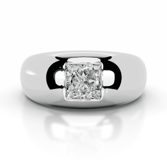 Bella Jewel 14K White Gold Plated Diamond Ring - Excellent 1.9 Ct Princess Cut Diamond Ring - Bezel Setting Dome Diamond Ring - Solitaire Diamond Ring for Women's - Solo Stone Diamond Ring