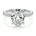 thumbnail image 1 of Bella Jewel 14K White Gold Plated Ring for Her - Oval Cut Excellent 2.2 Ct Diamond Ring - Wedding Ring - Solitaire with Accent Diamond Ring for Women's - Hidden Halo Diamond Ring for Women's, 1 of 3