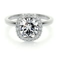 thumbnail image 1 of Bella Jewel 14K White Gold Plated Ring for Women's - 2 Ct VVS1/D Cushion Cut Lab Created Simulated Diamond Ring for Women's - Halo Diamond Ring for Women's - Eternity Diamond Ring for Women's, 1 of 3