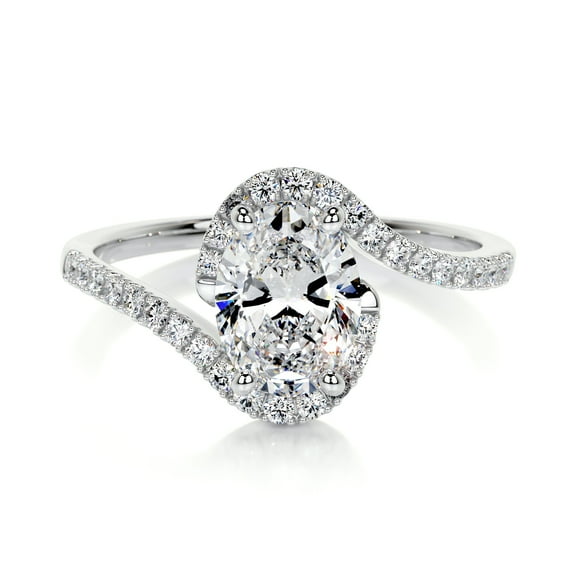 Bella Jewel 14K White Gold Plated Ring for Women's - Oval Cut Excellent 2.1 Ct Diamond Ring For Women's - Bypass Diamond Ring for Women's - Eternity Diamond Ring for Women's - Wedding Ring