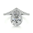 thumbnail image 1 of Bella Jewel 14K White Gold Plated Ring for Women's - Pear Cut Excellent 2.4 Ct Diamond Ring For Women's - Wedding Ring - Halo Diamond Ring for Women's - Eternity V Shape Diamond Ring for Her, 1 of 3
