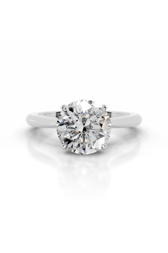 14K White Gold Plated Rings - Wedding Rings - 2 Ct Round Cut Lab Created Simulated Diamond - Solitaire with Accent Diamond Rings for Her - Engagement Wedding Diamond Rings for Her